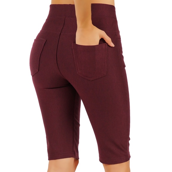 Ponte Knit Slim Fit Short Pull-Up Style Leggings - Picture 3 of 3